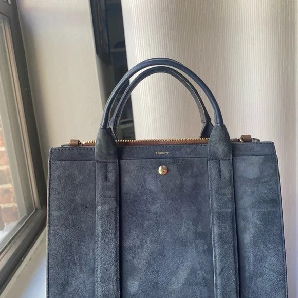 Theory Navy Suede Women's Handbag - Picture 4 of 6
